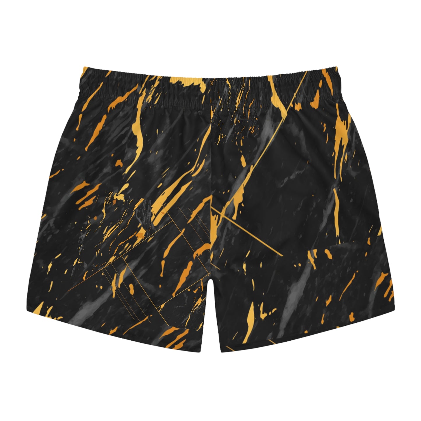 Golden Noir Elegance Swim Trunks